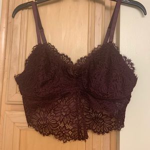 NWOT Aerie Romantic Lace Longline Bralette- plum